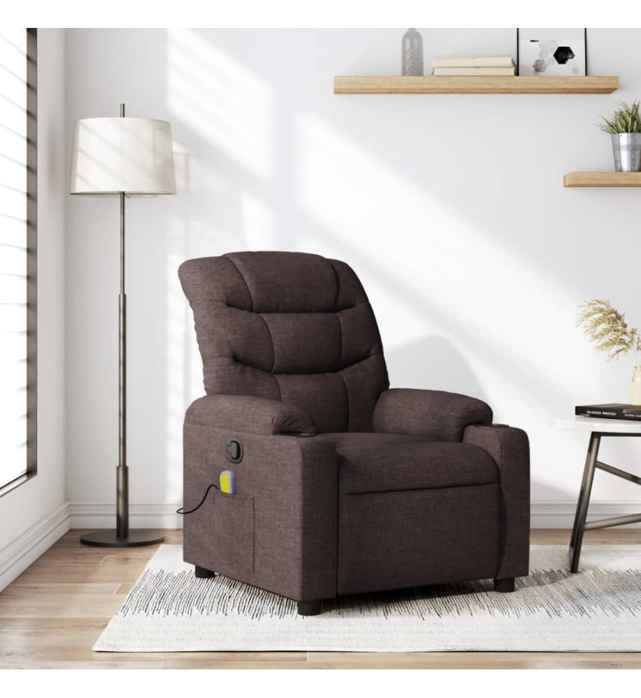 Fauteuil de massage inclinable Marron foncé Tissu