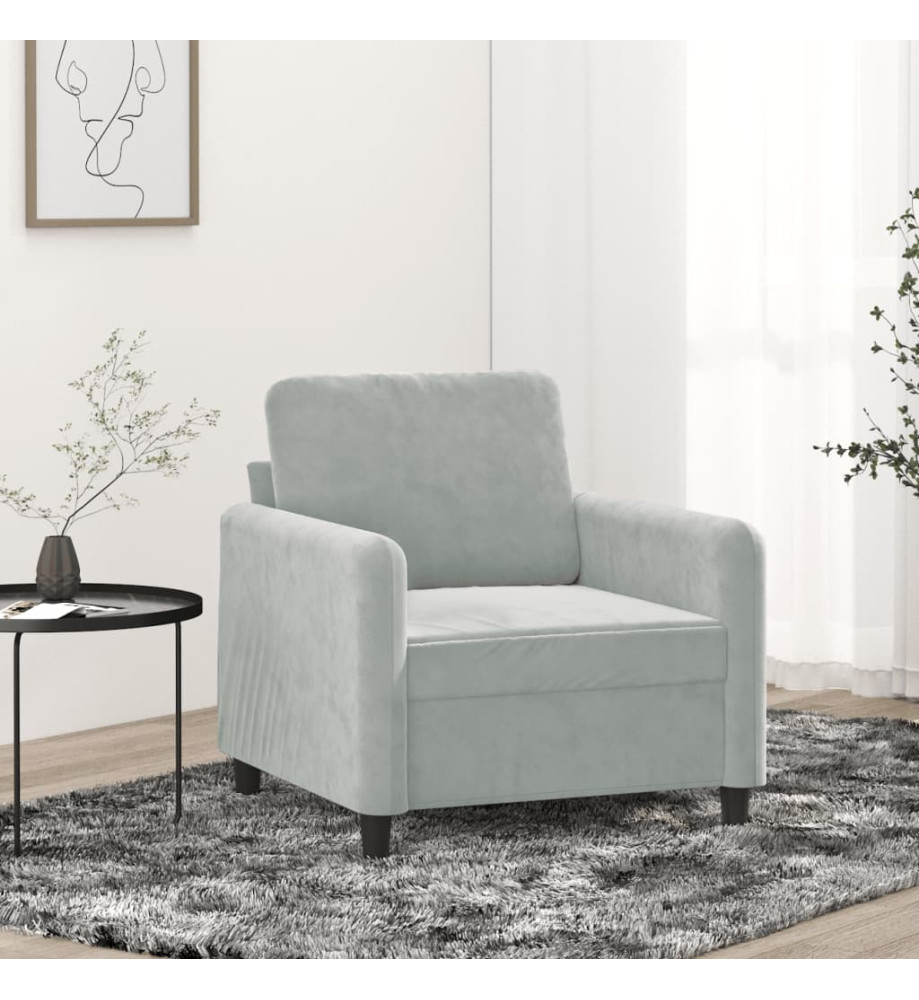 Fauteuil Gris clair 60 cm Velours