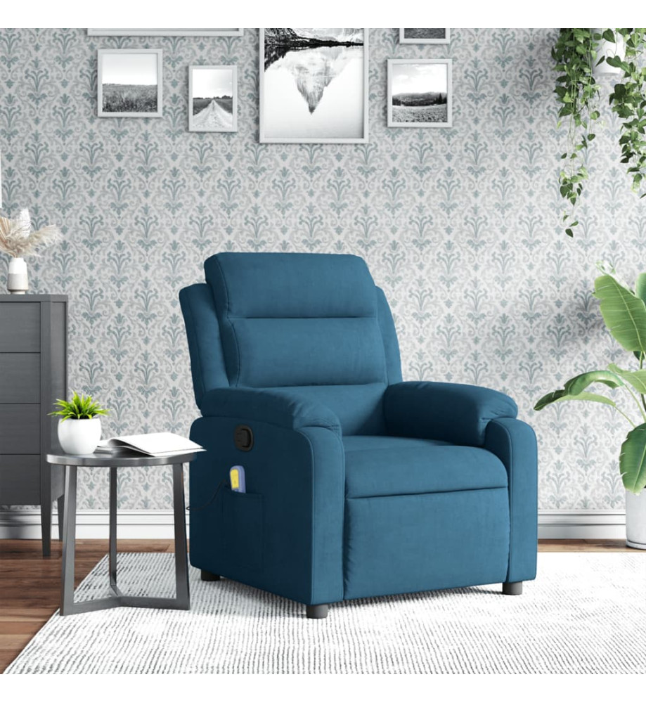 Fauteuil inclinable de massage bleu velours