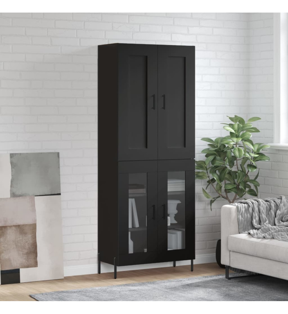 Buffet haut Noir 69,5x34x180 cm Bois d'ingénierie Buffet haut Noir 69,5x34x180 cm Bois d'ingénierie