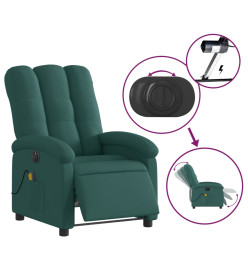 Fauteuil de massage inclinable électrique Vert foncé Tissu