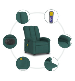 Fauteuil de massage inclinable électrique Vert foncé Tissu