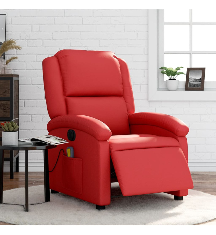 Fauteuil de massage inclinable électrique rouge similicuir