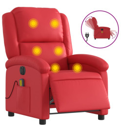 Fauteuil de massage inclinable électrique rouge similicuir