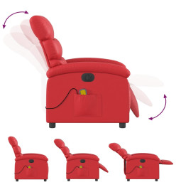 Fauteuil de massage inclinable électrique rouge similicuir