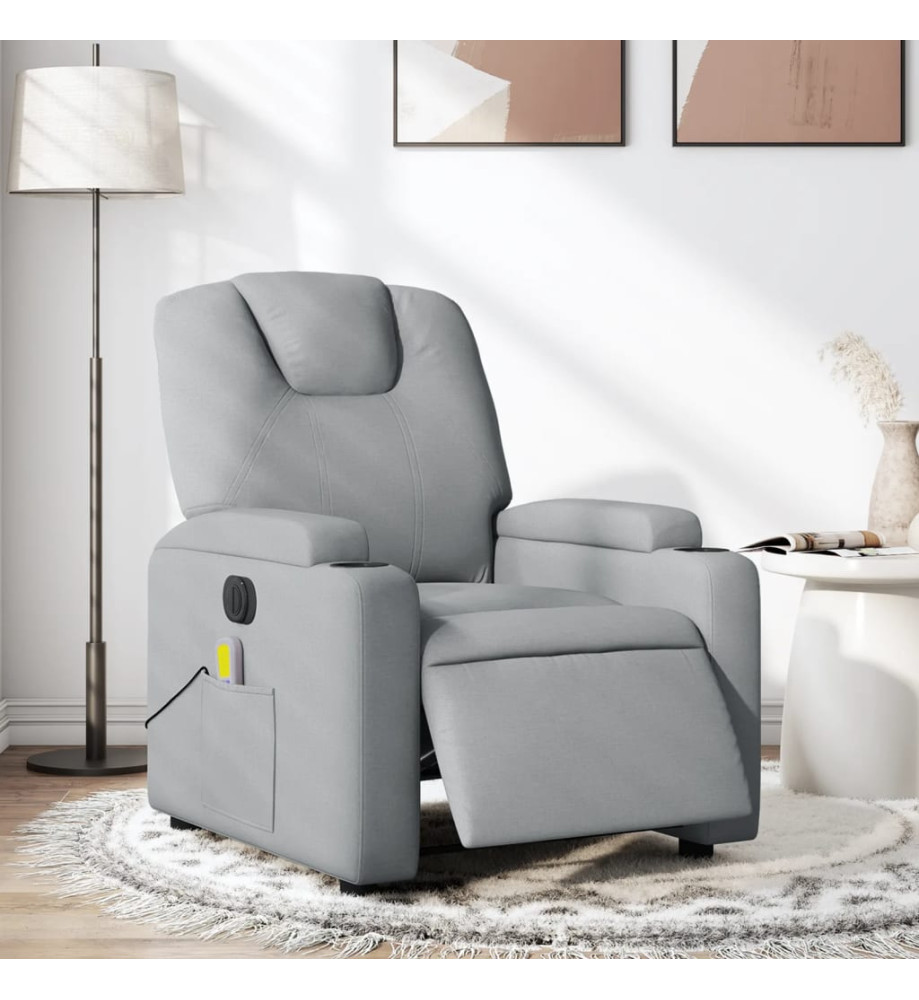 Fauteuil de massage inclinable électrique gris clair tissu