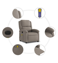 Fauteuil de massage inclinable électrique Taupe Tissu