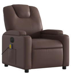 Fauteuil de massage inclinable électrique marron similicuir