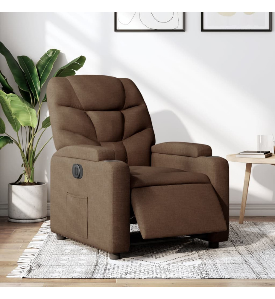 Fauteuil inclinable électrique Marron Tissu