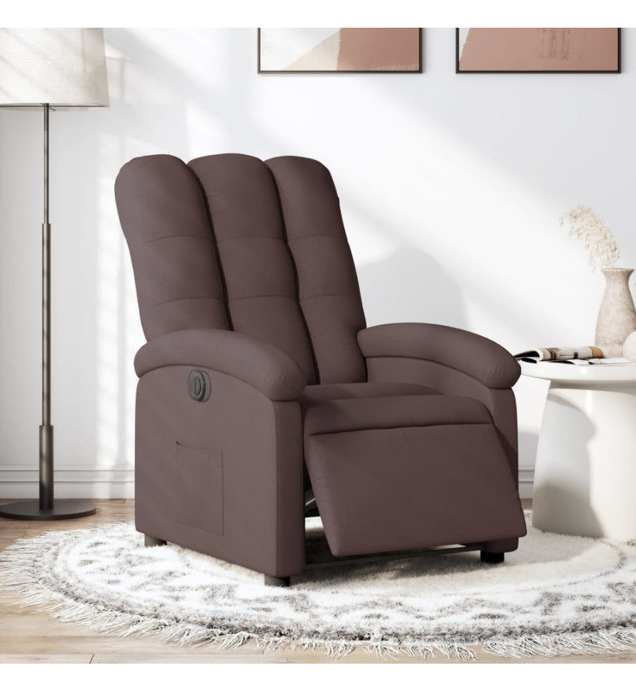 Fauteuil inclinable électrique Marron foncé Tissu