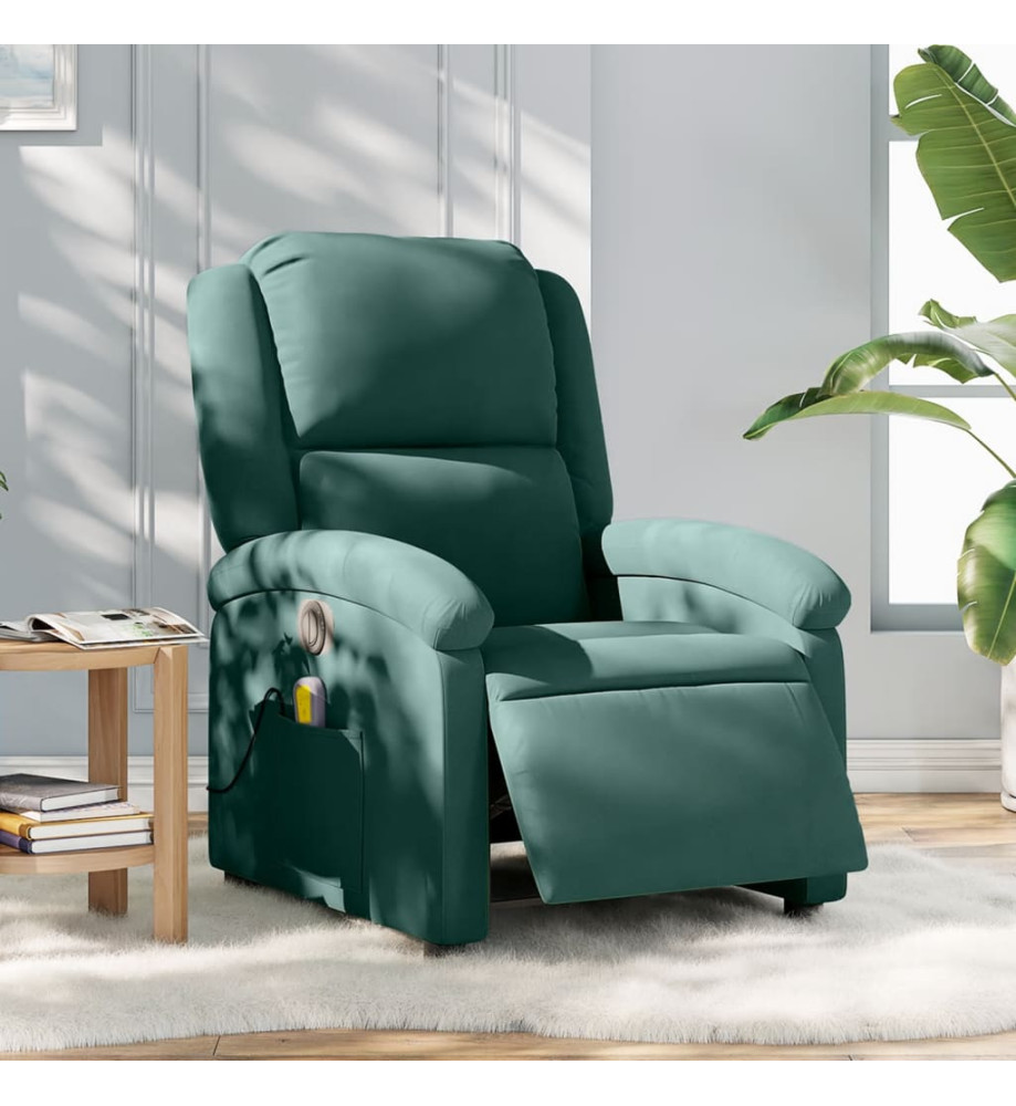 Fauteuil inclinable de massage électrique vert foncé velours