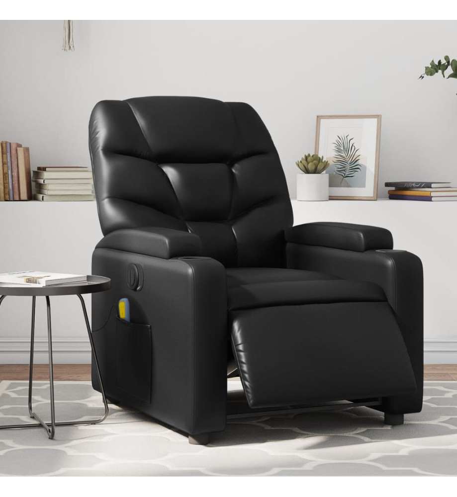 Fauteuil de massage inclinable électrique noir similicuir