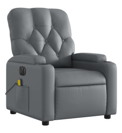 Fauteuil de massage inclinable électrique gris similicuir