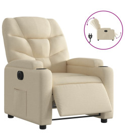 Fauteuil inclinable électrique Crème Tissu