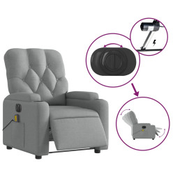 Fauteuil de massage inclinable électrique gris clair tissu