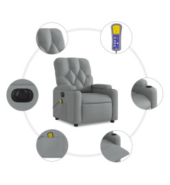 Fauteuil de massage inclinable électrique gris clair tissu