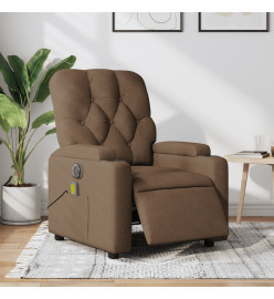 Fauteuil inclinable de massage électrique marron tissu