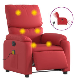 Fauteuil de massage inclinable électrique rouge similicuir