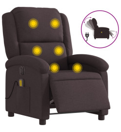 Fauteuil de massage inclinable électrique Marron foncé Tissu