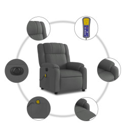 Fauteuil inclinable de massage électrique gris foncé tissu