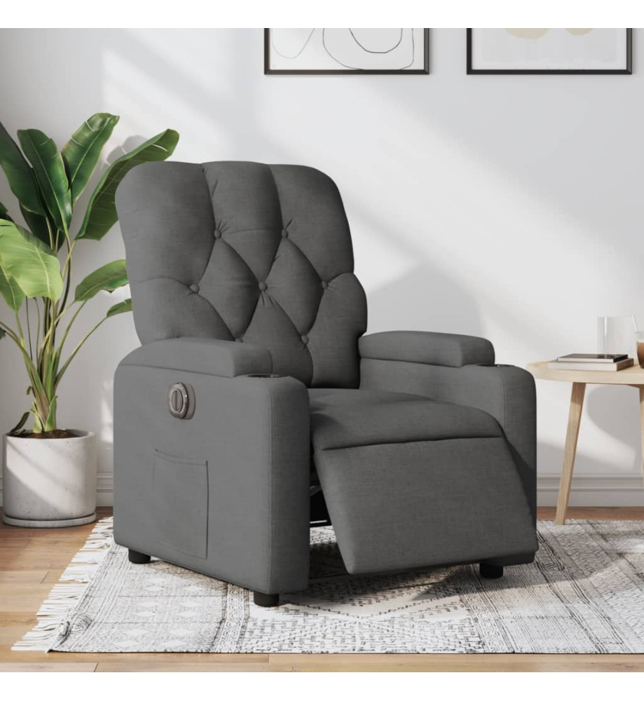 Fauteuil inclinable électrique Gris foncé Tissu