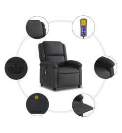 Fauteuil de massage inclinable électrique noir cuir véritable