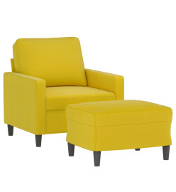 Fauteuil avec repose-pied jaune 60 cm velours