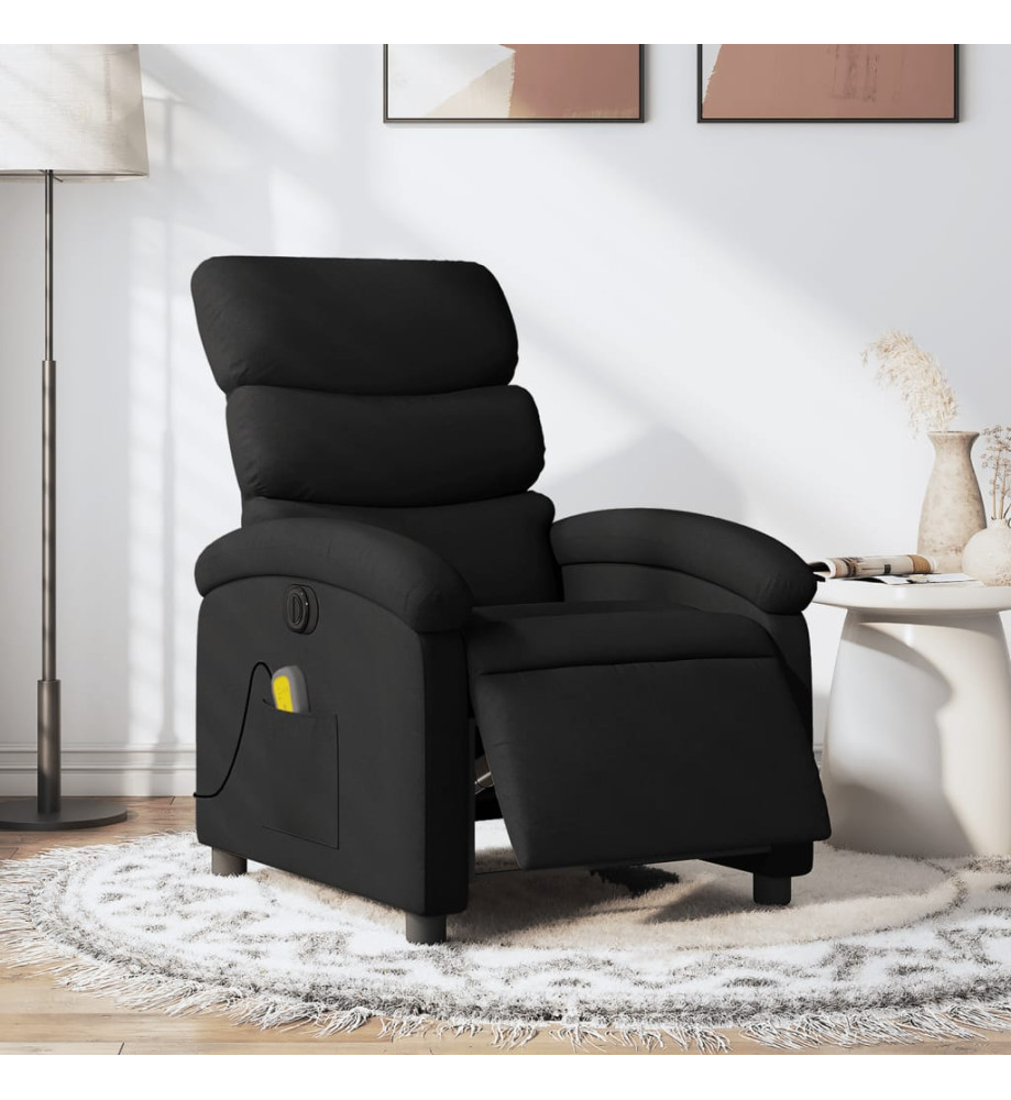 Fauteuil de massage inclinable électrique Noir Tissu