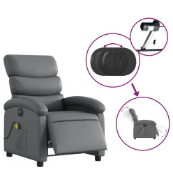 Fauteuil de massage inclinable électrique gris similicuir