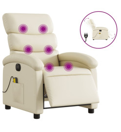 Fauteuil de massage inclinable électrique crème similicuir