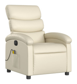 Fauteuil de massage inclinable électrique crème similicuir