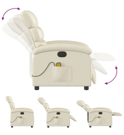 Fauteuil de massage inclinable électrique crème similicuir