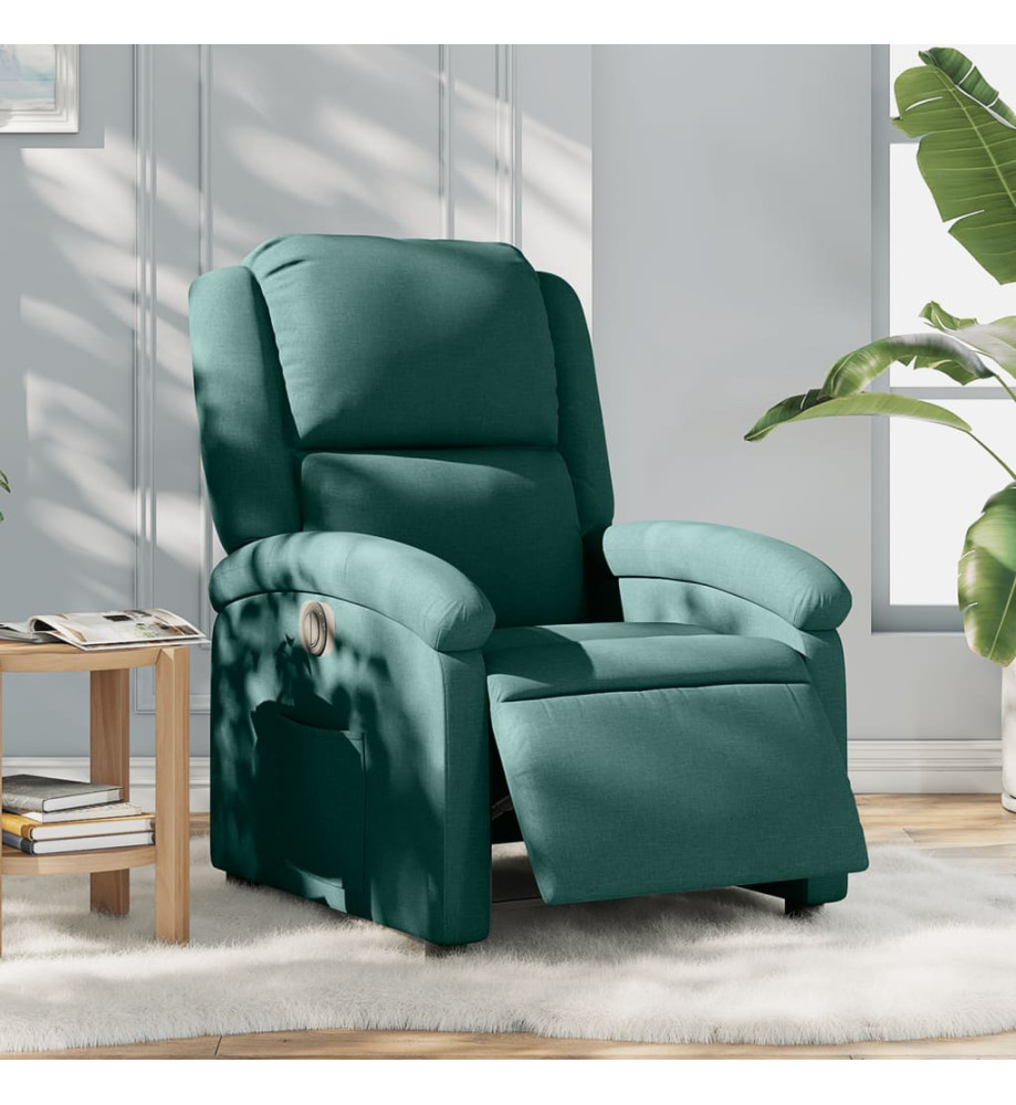 Fauteuil inclinable électrique Vert foncé Tissu