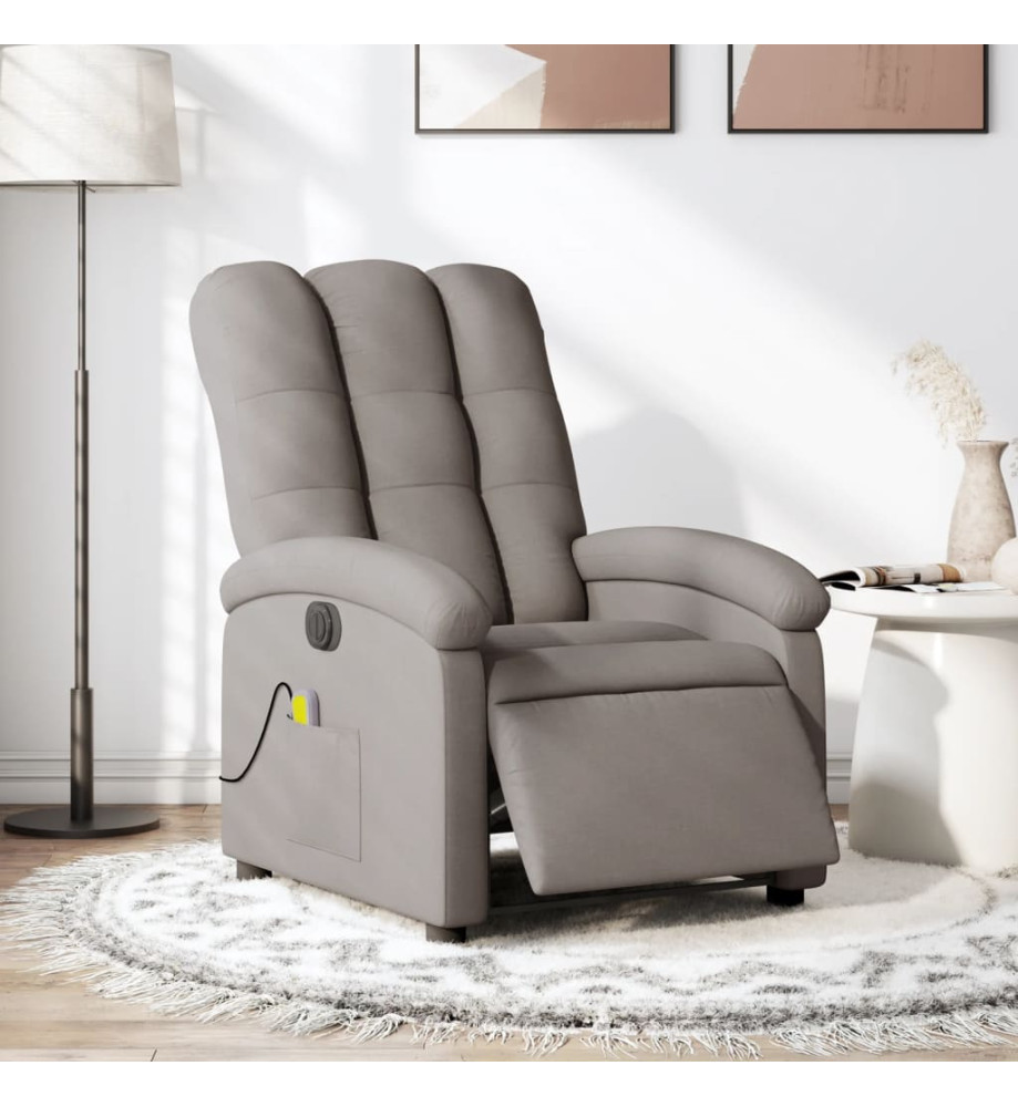 Fauteuil de massage inclinable électrique Taupe Tissu