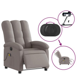 Fauteuil de massage inclinable électrique Taupe Tissu