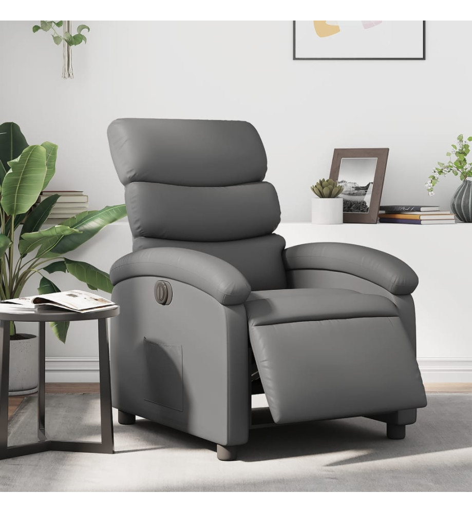 Fauteuil inclinable électrique Gris Similicuir