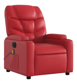 Fauteuil de massage inclinable électrique rouge similicuir