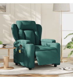 Fauteuil de massage inclinable électrique Vert foncé Tissu