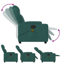 Fauteuil de massage inclinable électrique Vert foncé Tissu