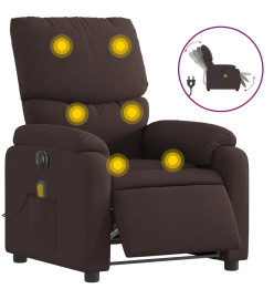 Fauteuil de massage inclinable électrique Marron foncé Tissu