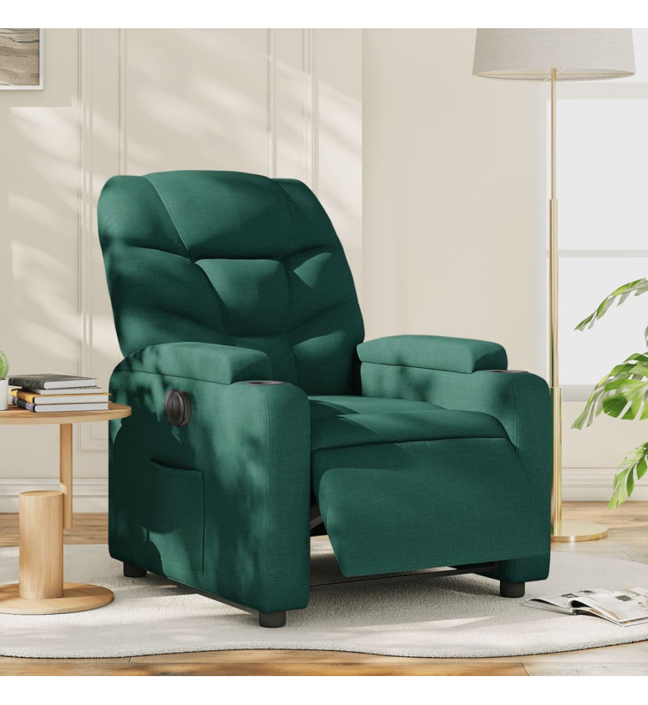 Fauteuil inclinable électrique Vert foncé Tissu