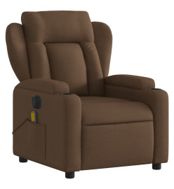 Fauteuil inclinable de massage électrique marron tissu