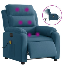 Fauteuil inclinable de massage électrique bleu velours