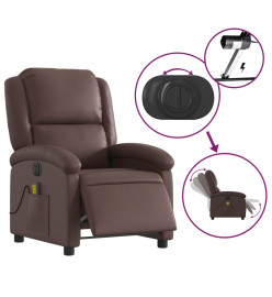 Fauteuil de massage inclinable électrique marron similicuir