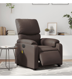 Fauteuil de massage inclinable électrique marron similicuir