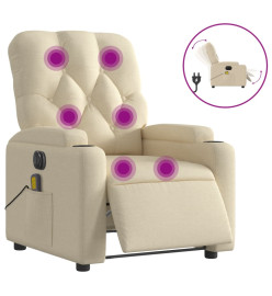 Fauteuil inclinable de massage électrique crème tissu