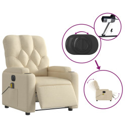 Fauteuil inclinable de massage électrique crème tissu