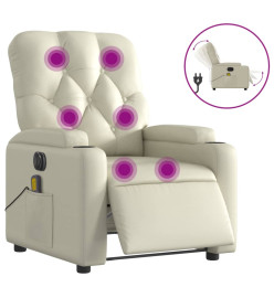 Fauteuil de massage inclinable électrique crème similicuir