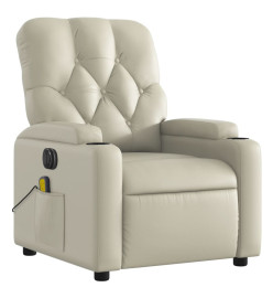 Fauteuil de massage inclinable électrique crème similicuir