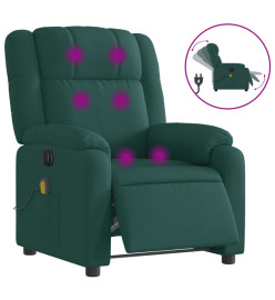 Fauteuil de massage inclinable électrique Vert foncé Tissu